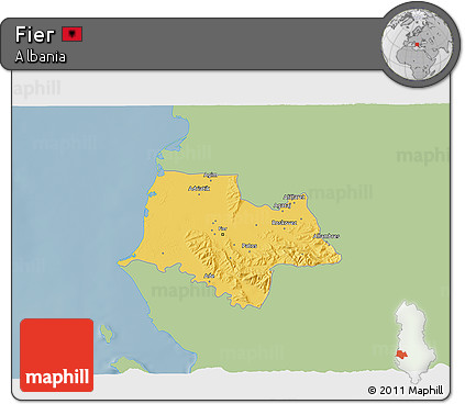 Savanna Style 3D Map of Fier, single color outside