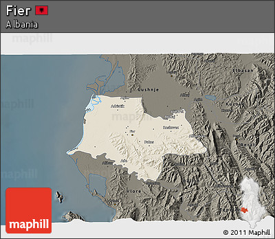 Shaded Relief 3D Map of Fier, darken