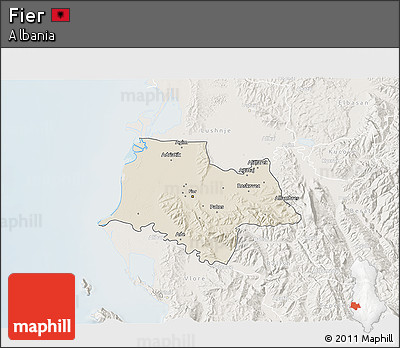 Shaded Relief 3D Map of Fier, lighten