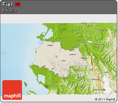 Shaded Relief 3D Map of Fier, physical outside