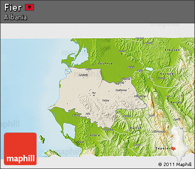 Shaded Relief 3D Map of Fier, physical outside