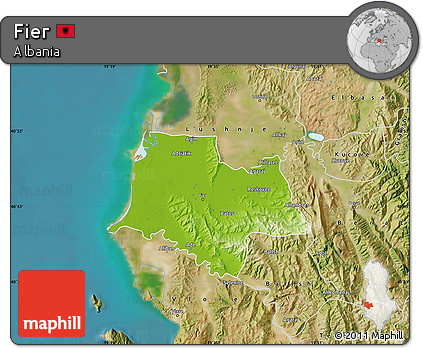 Physical Map of Fier, satellite outside