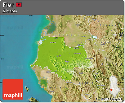 Physical Map of Fier, satellite outside