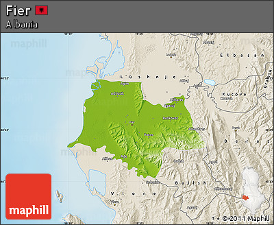 Physical Map of Fier, shaded relief outside