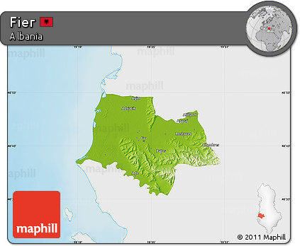 Physical Map of Fier, single color outside