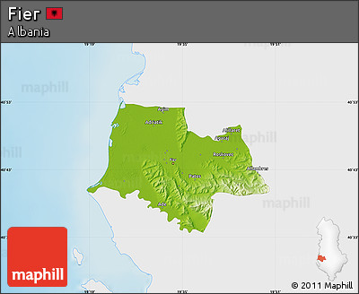 Physical Map of Fier, single color outside