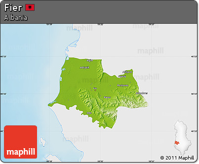 Physical Map of Fier, single color outside