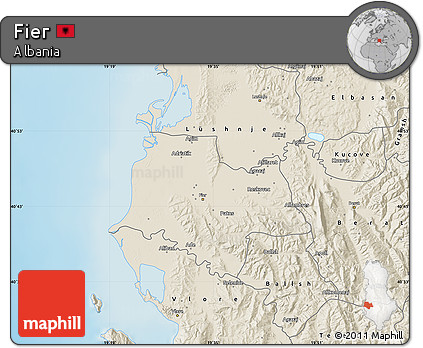 Shaded Relief Map of Fier