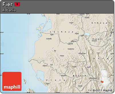 Shaded Relief Map of Fier