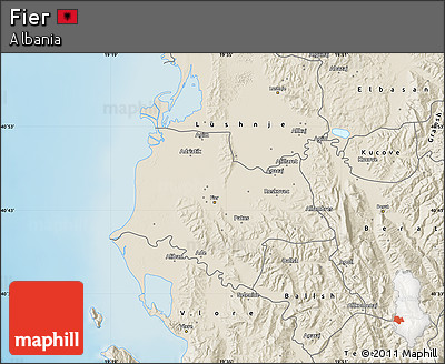 Shaded Relief Map of Fier