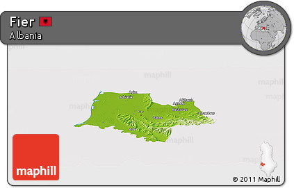 Physical Panoramic Map of Fier, cropped outside