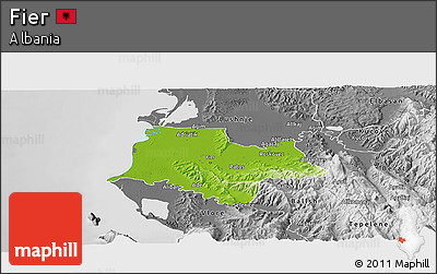 Physical Panoramic Map of Fier, desaturated