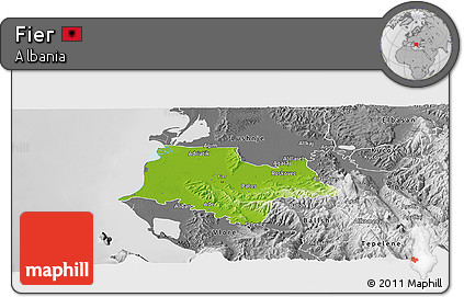 Physical Panoramic Map of Fier, desaturated