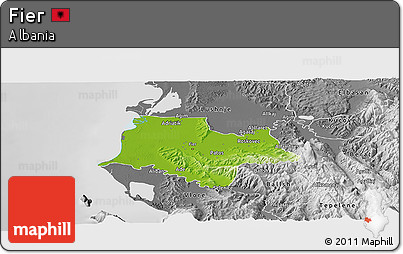 Physical Panoramic Map of Fier, desaturated