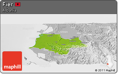 Physical Panoramic Map of Fier, lighten, desaturated