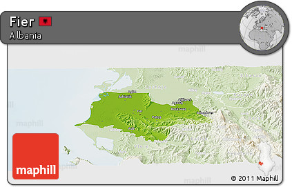 Physical Panoramic Map of Fier, lighten