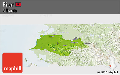 Physical Panoramic Map of Fier, lighten