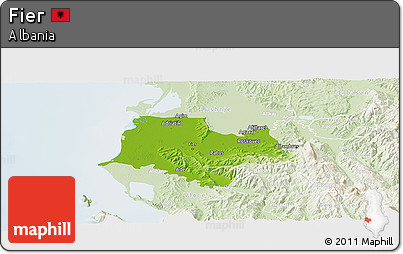 Physical Panoramic Map of Fier, lighten