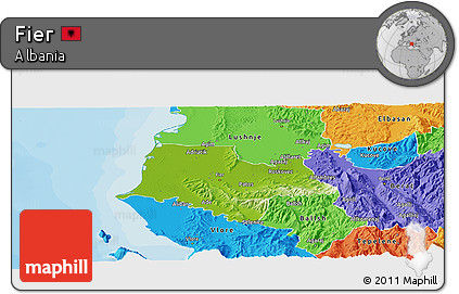Physical Panoramic Map of Fier, political outside