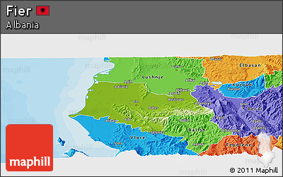 Physical Panoramic Map of Fier, political outside
