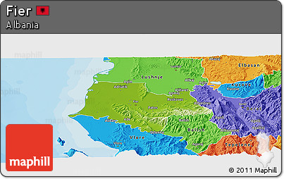 Physical Panoramic Map of Fier, political outside