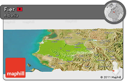 Physical Panoramic Map of Fier, satellite outside