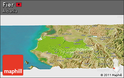 Physical Panoramic Map of Fier, satellite outside