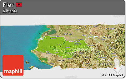 Physical Panoramic Map of Fier, satellite outside