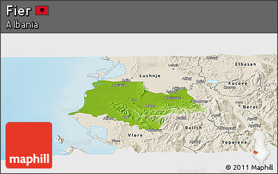 Physical Panoramic Map of Fier, shaded relief outside