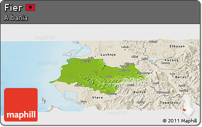 Physical Panoramic Map of Fier, shaded relief outside