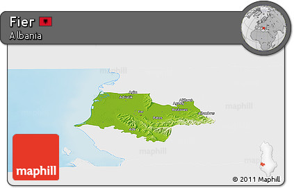 Physical Panoramic Map of Fier, single color outside