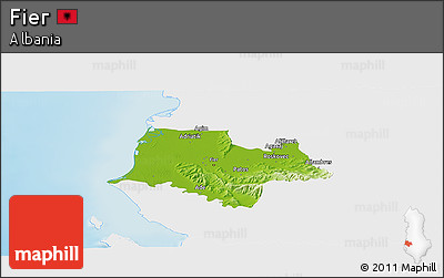 Physical Panoramic Map of Fier, single color outside