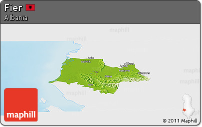 Physical Panoramic Map of Fier, single color outside