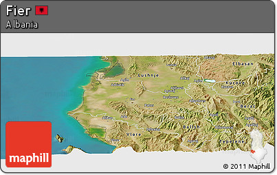 Satellite Panoramic Map of Fier