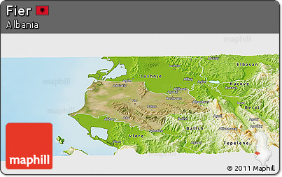 Satellite Panoramic Map of Fier, physical outside