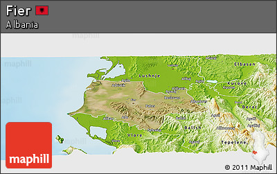 Satellite Panoramic Map of Fier, physical outside