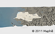 Shaded Relief Panoramic Map of Fier, darken