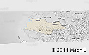 Shaded Relief Panoramic Map of Fier, desaturated