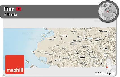 Shaded Relief Panoramic Map of Fier