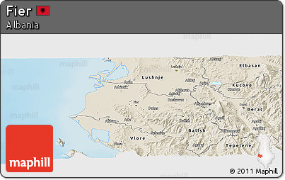 Shaded Relief Panoramic Map of Fier