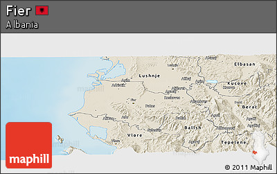 Shaded Relief Panoramic Map of Fier
