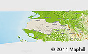 Shaded Relief Panoramic Map of Fier, physical outside