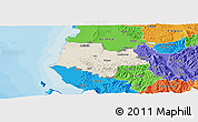 Shaded Relief Panoramic Map of Fier, political outside