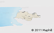 Shaded Relief Panoramic Map of Fier, single color outside