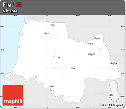 Silver Style Simple Map of Fier, single color outside