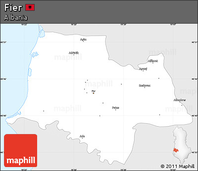 Silver Style Simple Map of Fier, single color outside