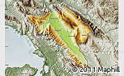 Physical Map of Gjirokastër, semi-desaturated