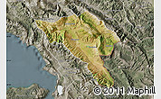 Satellite Map of Gjirokastër, semi-desaturated