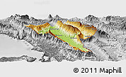 Physical Panoramic Map of Gjirokastër, desaturated