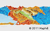 Physical Panoramic Map of Gjirokastër, political outside